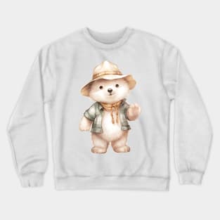 Polar Bear in Straw Hat Crewneck Sweatshirt